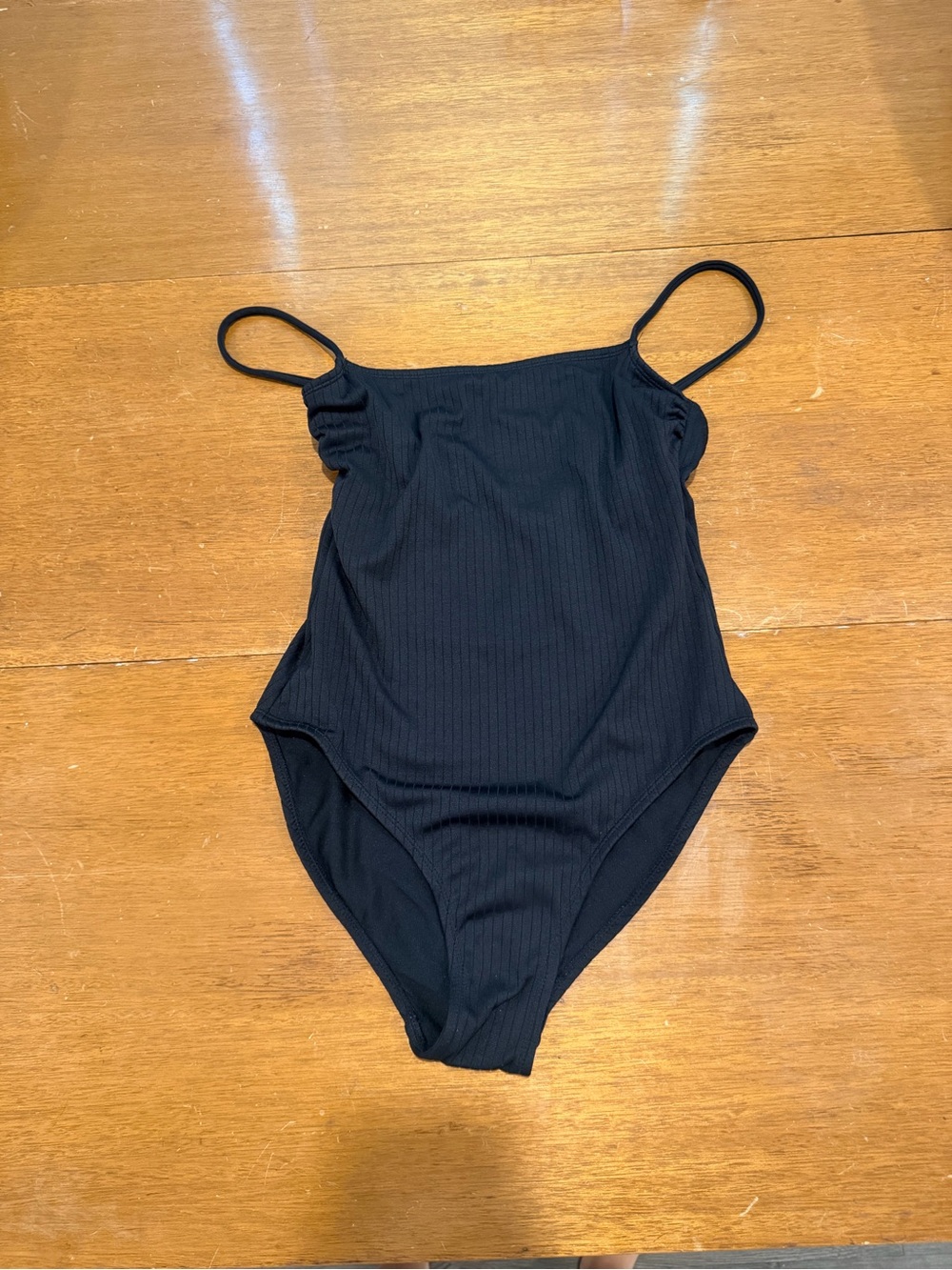 Black Ribbed One-Piece Swimsuit